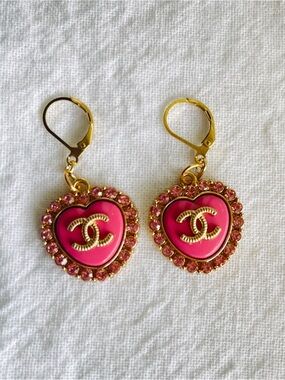 CHANEL Gold Pendants turned into Earrings